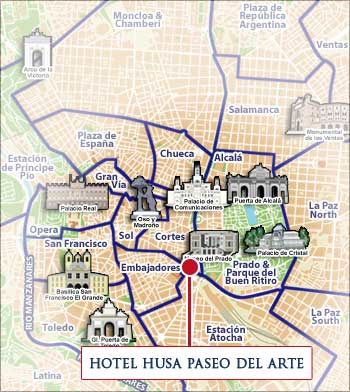 Hotels Madrid, Stadplan